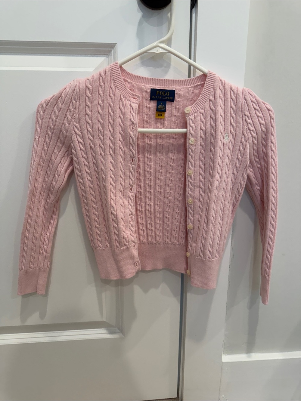 Polo by Ralph Lauren Light Pink Cable Knit Cardigan